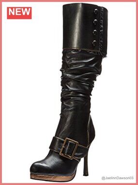 Pirate Costume Boot Faux Fur Mid-Calf Zip Block Heel